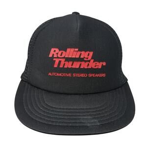 Rolling Thunder Snapback Trucker Hat Black One Size Adjustable Mesh Back DA